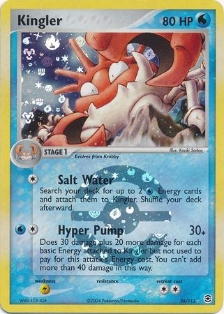 Pokemon Card - Fire Red & Leaf Green 26/112 - KINGLER (reverse holo) (Mint)