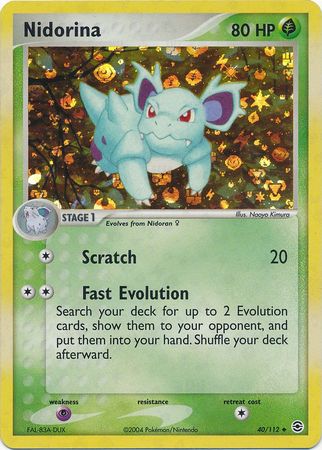 Pokemon Card - Fire Red & Leaf Green 40/112 - NIDORINA (reverse holo) (Mint)
