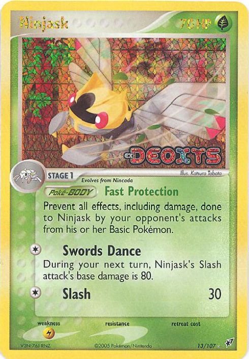 Pokemon Card - Deoxys 13/107 - NINJASK (reverse holo) (Mint):  Sell2BBNovelties.com: Sell TY Beanie Babies, Action Figures, Barbies, Cards  & Toys selling online