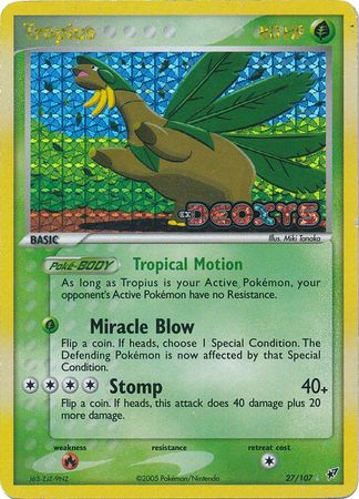 Pokemon Card - Deoxys 27/107 - TROPIUS (reverse holo) (Mint): Sell2BBNovelties.com: Sell TY Beanie Babies, Action Figures, Barbies, Cards & Toys selling online Pokemon Card - Deoxys 27/107 - TROPIUS (reverse holo) (Mint): Sell2BBNovelties.com: Sell TY Beanie Babies, Action Figures, Barbies, Cards & Toys selling online
