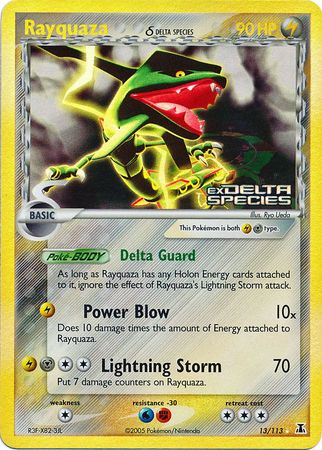 Pokemon Card - Delta Species 13/113 - RAYQUAZA (reverse holo) (Mint):  Sell2BBNovelties.com: Sell TY Beanie Babies, Action Figures, Barbies, Cards  & Toys selling online