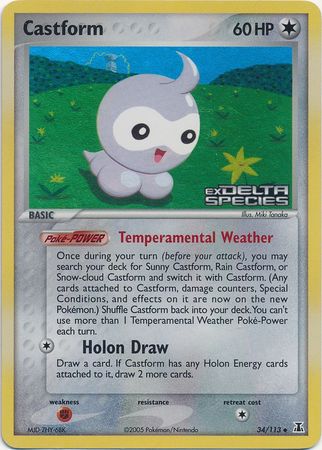 castform pokemon card Rain Castform Delta Spcies EX, 26/113 Pokemon Card