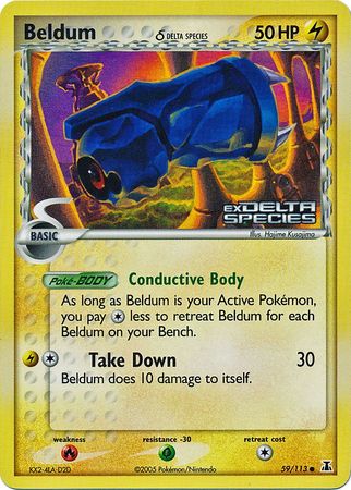 Pokemon Card - Delta Species 59/113 - BELDUM (reverse holo) (Mint):  Sell2BBNovelties.com: Sell TY Beanie Babies, Action Figures, Barbies, Cards  & Toys selling online