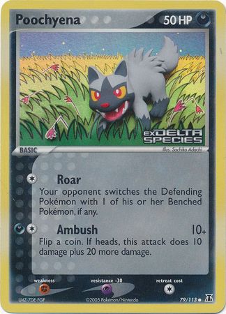 poochyena pokemon card 64/109 - ex Ruby & Sapphire Darkness Lunge (20) Flip a coin Pokemon Card - Delta Species