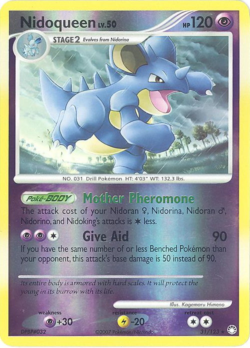 Pokemon Card - D&P: Mysterious Treasures 31/123 - NIDOQUEEN Lv.50 (reverse  holo) (Mint): Sell2BBNovelties.com: Sell TY Beanie Babies, Action Figures,  Barbies, Cards & Toys selling online