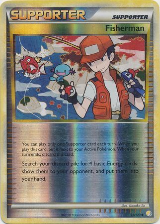 Pokemon Card - Heart Gold Soul Silver 92/123 - FISHERMAN (reverse holo)  (Mint)