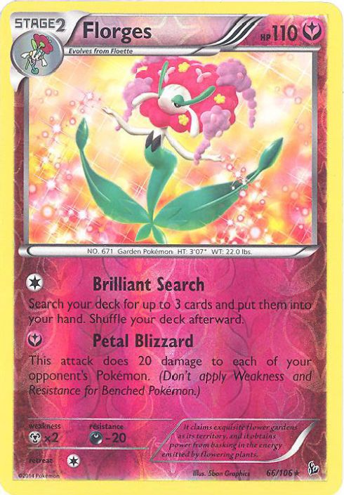 Pokemon Card - XY: Flashfire 66/106 - FLORGES (reverse holo) (Mint)
