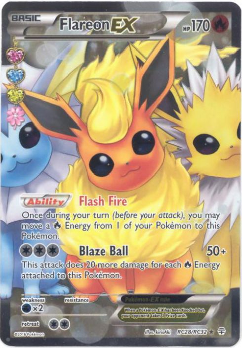 Pokemon Card - Generations RC28/RC32 - FLAREON EX (full art holo-foil) (Mint)