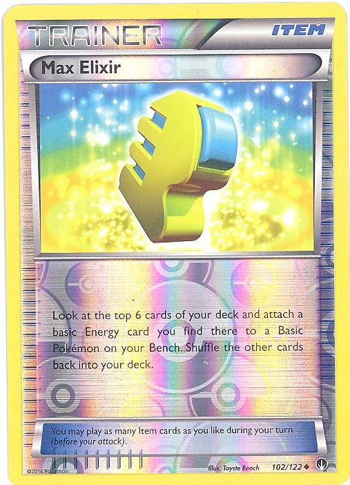 Max Elixir Trainer Pokemon Card 102/122 BREAKPoint Reverse Holo