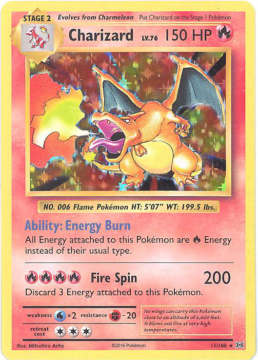  Pokemon - Charizard (11/108) - XY Evolutions - Holo : Toys &  Games