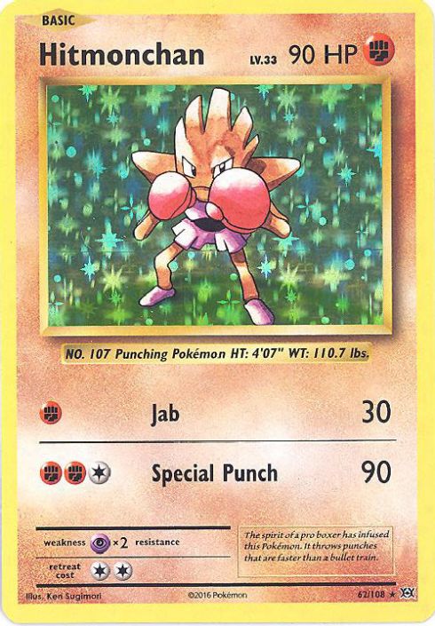 Pokemon Card - XY: Evolutions 62/108 - HITMONCHAN (holo-foil) (Mint):  Sell2BBNovelties.com: Sell TY Beanie Babies, Action Figures, Barbies, Cards  & Toys selling online