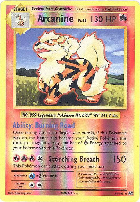 Pokemon Card - XY: Evolutions 18/108 - ARCANINE (reverse holo