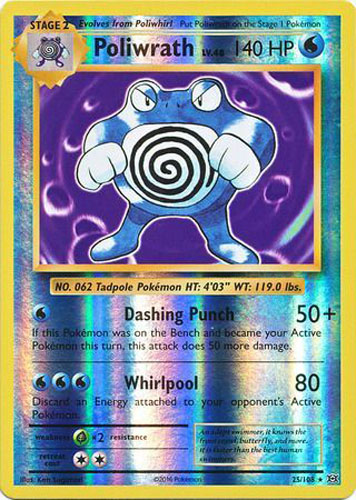 Pokemon Card - XY: Evolutions 25/108 - POLIWRATH (reverse holo) (Mint)