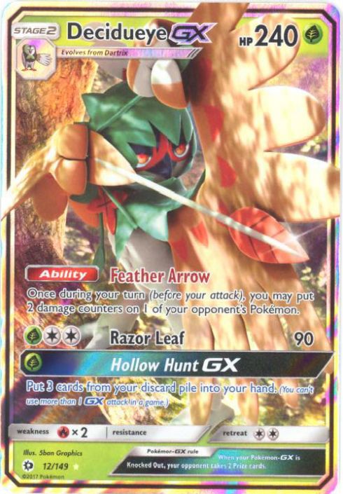 Pokemon Card - Sun & Moon 12/149 - DECIDUEYE GX (holo-foil) (Mint):  Sell2BBNovelties.com: Sell TY Beanie Babies, Action Figures, Barbies, Cards  & Toys selling online