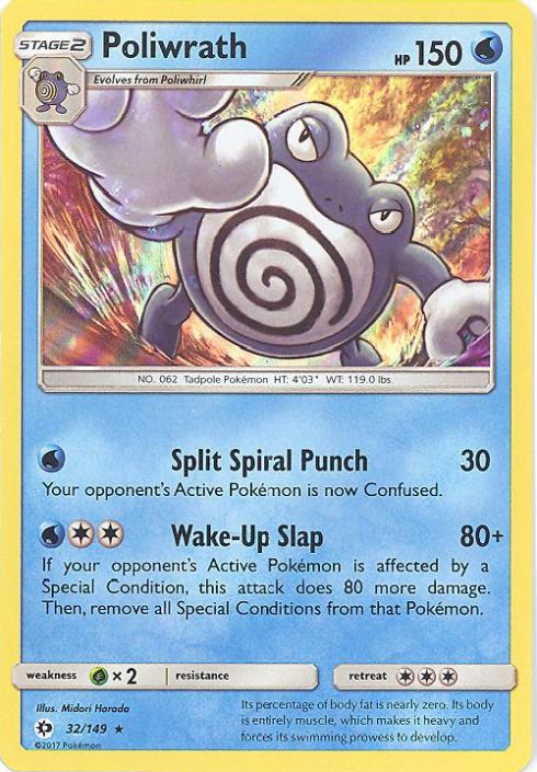 Pokemon Card - Sun & Moon 32/149 - POLIWRATH (holo-foil) (Mint) Pokemon Card - Sun & Moon 32/149 - POLIWRATH (holo-foil) (Mint)
