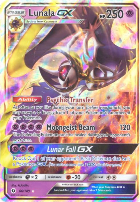 Lunala GX Holo Pokemon Card 66/149