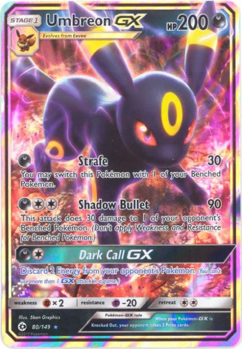 Pokemon Card - Sun & Moon 80/149 - UMBREON GX (holo-foil) (Mint):  Sell2BBNovelties.com: Sell TY Beanie Babies, Action Figures, Barbies, Cards  & Toys selling online