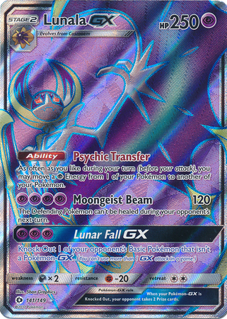 Pokemon Card - Sun & Moon 141/149 - LUNALA GX (full art - holo) (Mint):  Sell2BBNovelties.com: Sell TY Beanie Babies, Action Figures, Barbies, Cards  & Toys selling online