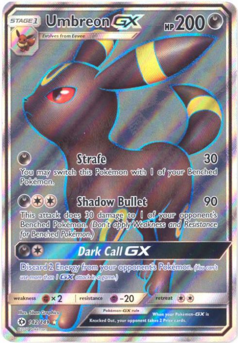 Pokemon Card - Sun & Moon 142/149 - UMBREON GX (full art holo-foil) (Mint):  Sell2BBNovelties.com: Sell TY Beanie Babies, Action Figures, Barbies, Cards  & Toys selling online