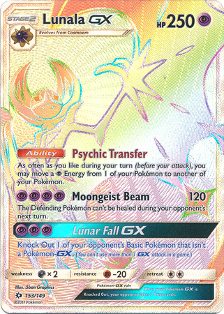 Pokemon Card - Sun & Moon 153/149 - LUNALA GX (hyper - holo-foil) (Mint)