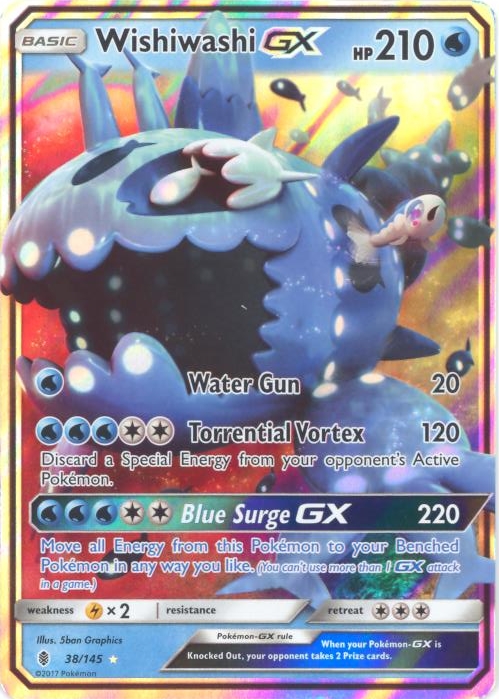 Pokemon Card - S&M: Guardians Rising 38/145 - WISHIWASHI GX (holo-foil)  (Mint): Sell2BBNovelties.com: Sell TY Beanie Babies, Action Figures,  Barbies, Cards & Toys selling online