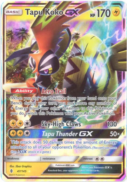 Pokemon card Tapu Koko GX 47/145 - US Seller