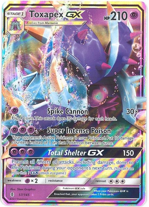 Pokemon Card - S&M: Guardians Rising 57/145 - TOXAPEX GX (holo-foil)  (Mint): Sell2BBNovelties.com: Sell TY Beanie Babies, Action Figures,  Barbies, Cards & Toys selling online