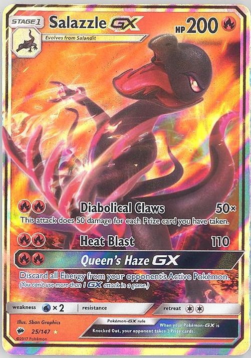 pokemon salazzle card Salazzle GX Hyper Rare - 151/147 - Burning Shadows main image 0