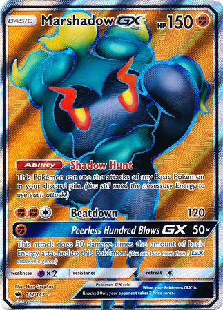 Pokemon Card - S&M: Burning Shadows 137/147 - MARSHADOW GX (full art -  holo) (Mint)