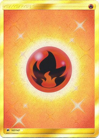 Pokemon Card - S&M: Burning Shadows 167/147 - FIRE ENERGY (secret -  holo-foil) (Mint)