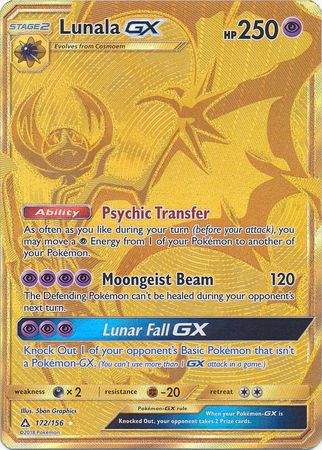Pokemon Card - S&M: Ultra Prism 172/156 - LUNALA GX (gold secret -  holo-foil) (Mint)