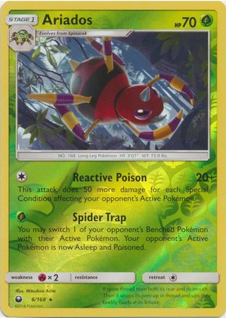 Pokemon Card - S&M: Celestial Storm 6/168 - ARIADOS (reverse holo) (Mint):  Sell2BBNovelties.com: Sell TY Beanie Babies, Action Figures, Barbies, Cards  & Toys selling online