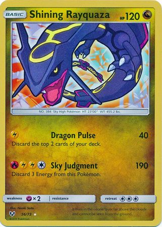 Pokemon Card - Shining Legends 56/73 - SHINING RAYQUAZA (holo-foil) (Mint):  Sell2BBNovelties.com: Sell TY Beanie Babies, Action Figures, Barbies, Cards  & Toys selling online