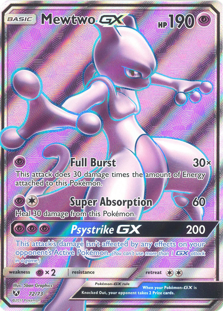 Pokemon Card - Shining Legends 72/73 - MEWTWO GX (holo-foil) (Mint):  Sell2BBNovelties.com: Sell TY Beanie Babies, Action Figures, Barbies, Cards  & Toys selling online