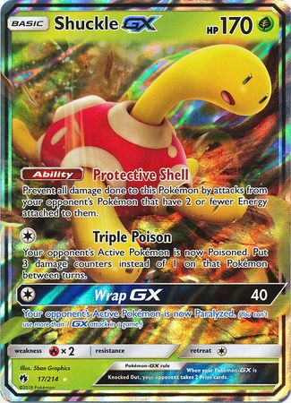Pokemon Card - S&M: Lost Thunder 17/214 - SHUCKLE GX (holo-foil) (Mint):  Sell2BBNovelties.com: Sell TY Beanie Babies, Action Figures, Barbies, Cards  & Toys selling online