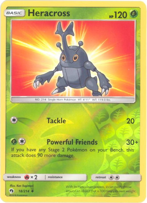 Pokemon Card - S&M: Lost Thunder 18/214 - HERACROSS (reverse holo) (Mint)