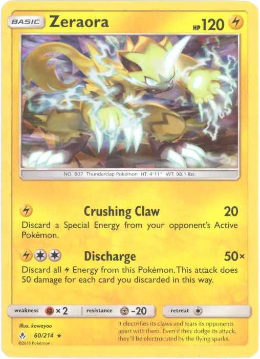 Pokemon Card - S&M: Unbroken Bonds 60/214 - ZERAORA