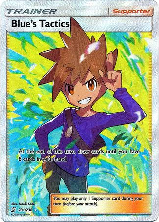 Pokemon Card - S&M: Unified Minds 231/236 - BLUE'S TACTICS (full art -  holo) (Mint): Sell2BBNovelties.com: Sell TY Beanie Babies, Action Figures,  Barbies, Cards & Toys selling online