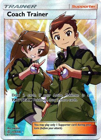 Pokemon Card - S&M: Unified Minds 233/236 - COACH TRAINER (full art - holo)  (Mint): Sell2BBNovelties.com: Sell TY Beanie Babies, Action Figures,  Barbies, Cards & Toys selling online