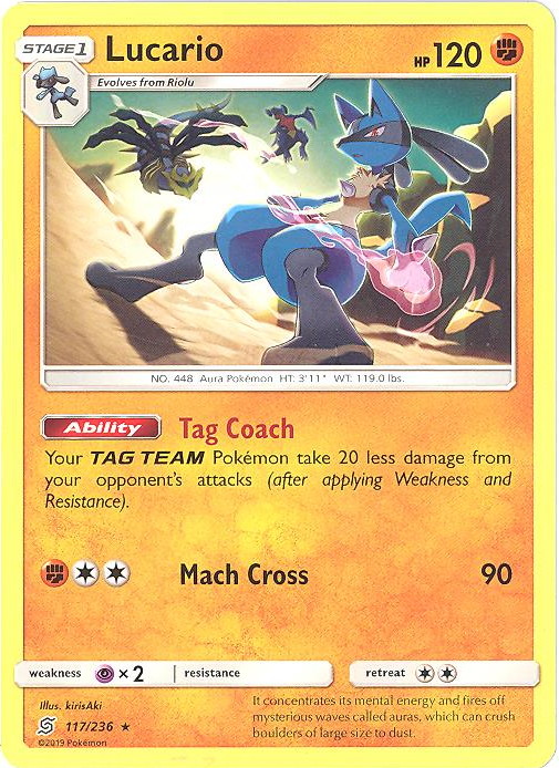 Pokemon Card - S&M: Unified Minds 117/236 - LUCARIO (rare) (Mint)
