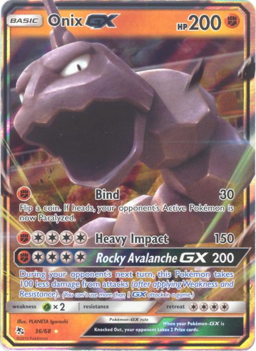 Pokemon Card - Hidden Fates 36/68 - ONIX GX (holo-foil) (Mint): Sell2BBNovelties.com: Sell TY Beanie Babies, Action Figures, Barbies, Cards & Toys selling online Pokemon Card - Hidden Fates 36/68 - ONIX GX (holo-foil) (Mint): Sell2BBNovelties.com: Sell TY Beanie Babies, Action Figures, Barbies, Cards & Toys selling online