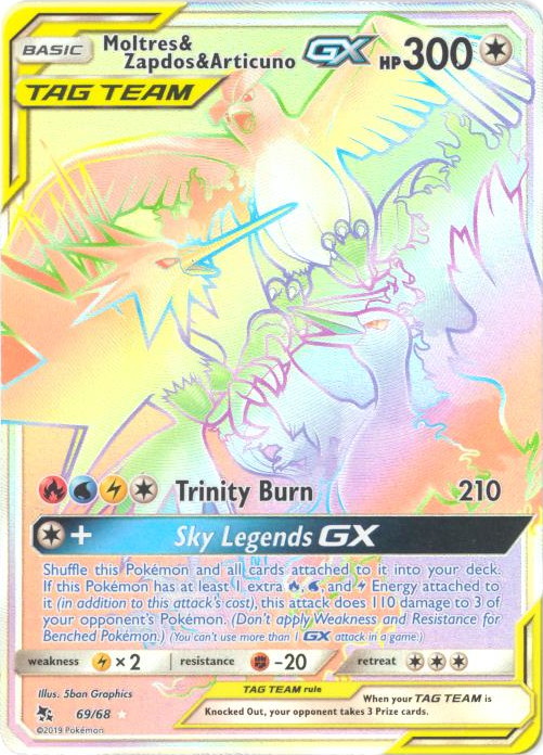 Pokemon Card - Hidden Fates 69/68 - MOLTRES & ZAPDOS & ARTICUNO (Tag Team)  (holo-foil) (Mint): Sell2BBNovelties.com: Sell TY Beanie Babies, Action  Figures, Barbies, Cards & Toys selling online