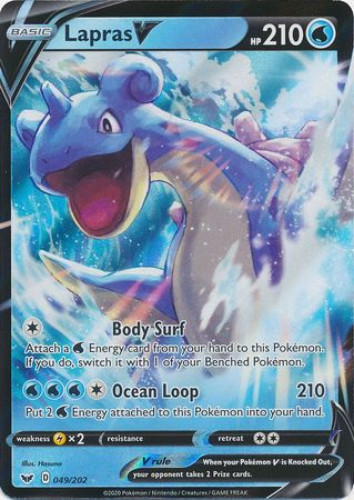 Pokemon Card - Sword & Shield 049/202 - LAPRAS V (ultra rare holo) (Mint):  Sell2BBNovelties.com: Sell TY Beanie Babies, Action Figures, Barbies, Cards  & Toys selling online