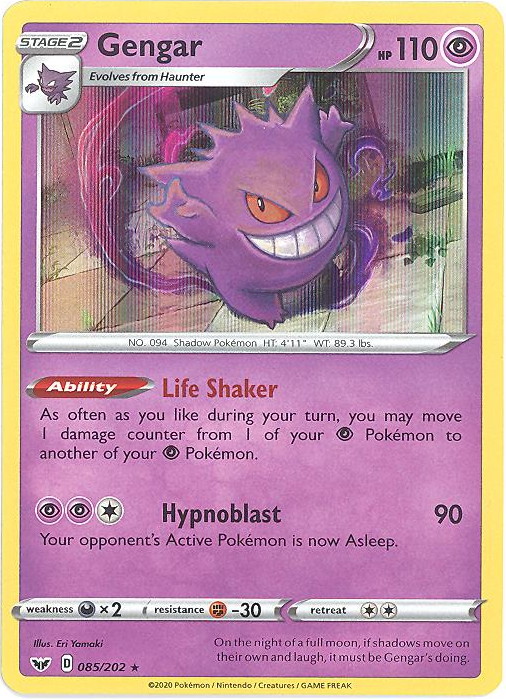 Gengar Holo - Sword & Shield Pokémon card 085/202