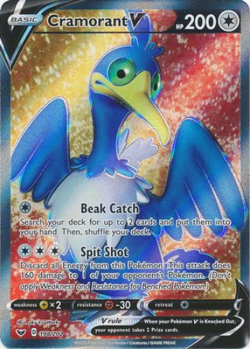 Pokemon Card - Sword & Shield 198/202 - CRAMORANT V (Full Art) (ultra rare  holo) (Mint): Sell2BBNovelties.com: Sell TY Beanie Babies, Action Figures,  Barbies, Cards & Toys selling online