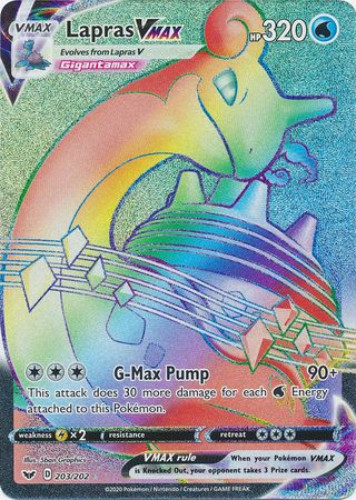 Pokemon Card - Sword & Shield 203/202 - LAPRAS VMAX (secret rare holo)  (Mint): Sell2BBNovelties.com: Sell TY Beanie Babies, Action Figures,  Barbies, Cards & Toys selling online