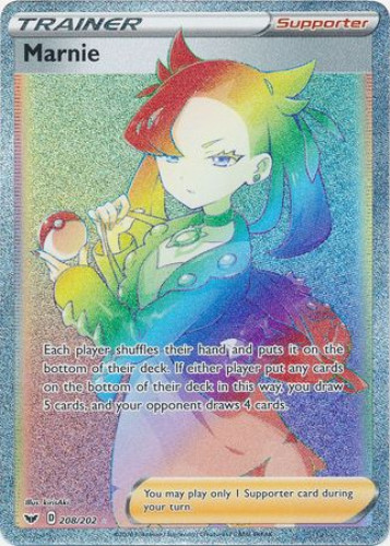 Pokemon Card - Sword & Shield 208/202 - MARNIE (secret rare holo) (Mint)