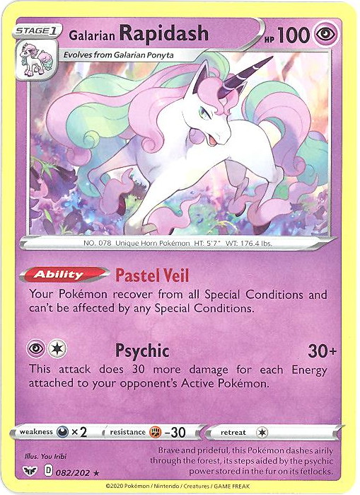 Pokemon Card - Sword & Shield 082/202 - GALARIAN RAPIDASH (rare) (Mint):  Sell2BBNovelties.com: Sell TY Beanie Babies, Action Figures, Barbies, Cards  & Toys selling online