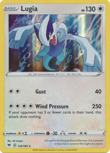 Pokemon Card - S&S: Vivid Voltage 132/185 - LUGIA (holo-foil) (Mint):  Sell2BBNovelties.com: Sell TY Beanie Babies, Action Figures, Barbies, Cards  & Toys selling online