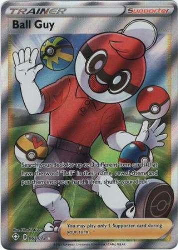 Pokemon Card - Shining Fates 065/072 - BALL GUY (Full Art) (ultra rare holo) (Mint)